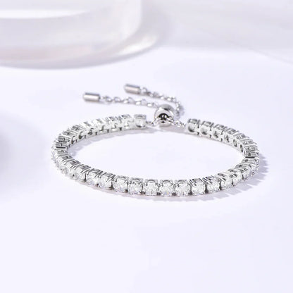 Elegant Sliver Bracelet With Sapphire White Gemstones.